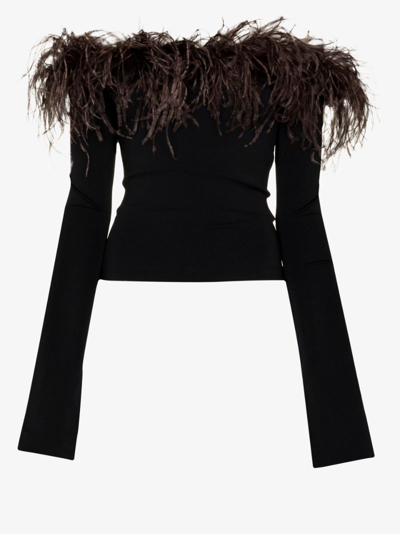 Black Orion Off-the-shoulder Feather Top