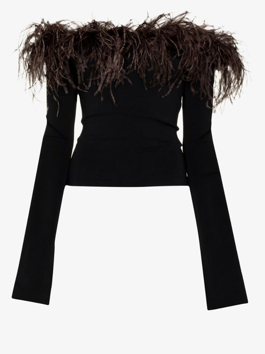 Black Orion Off-the-shoulder Feather Top