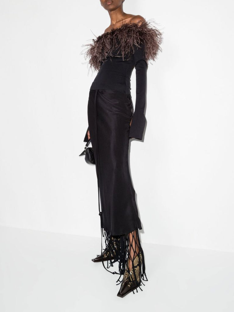 Black Orion Off-the-shoulder Feather Top