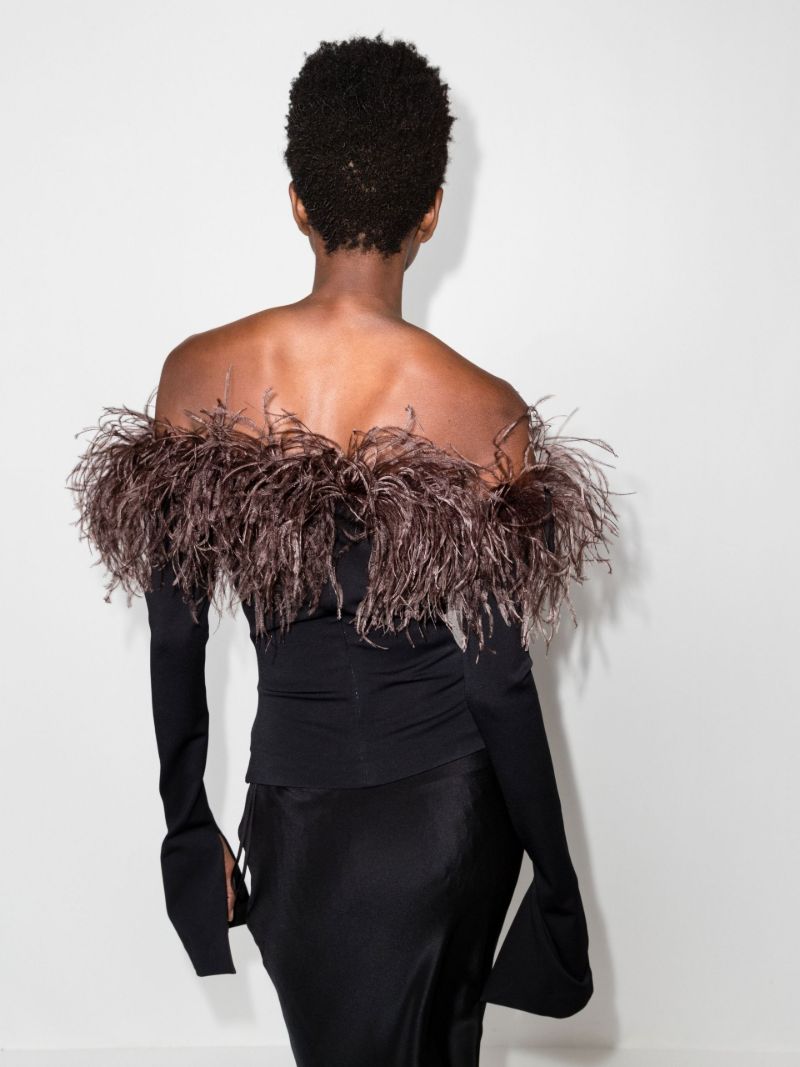 Black Orion Off-the-shoulder Feather Top