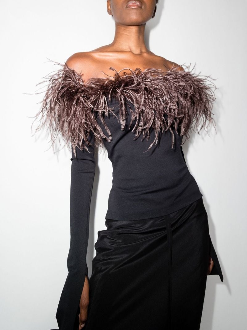 Black Orion Off-the-shoulder Feather Top