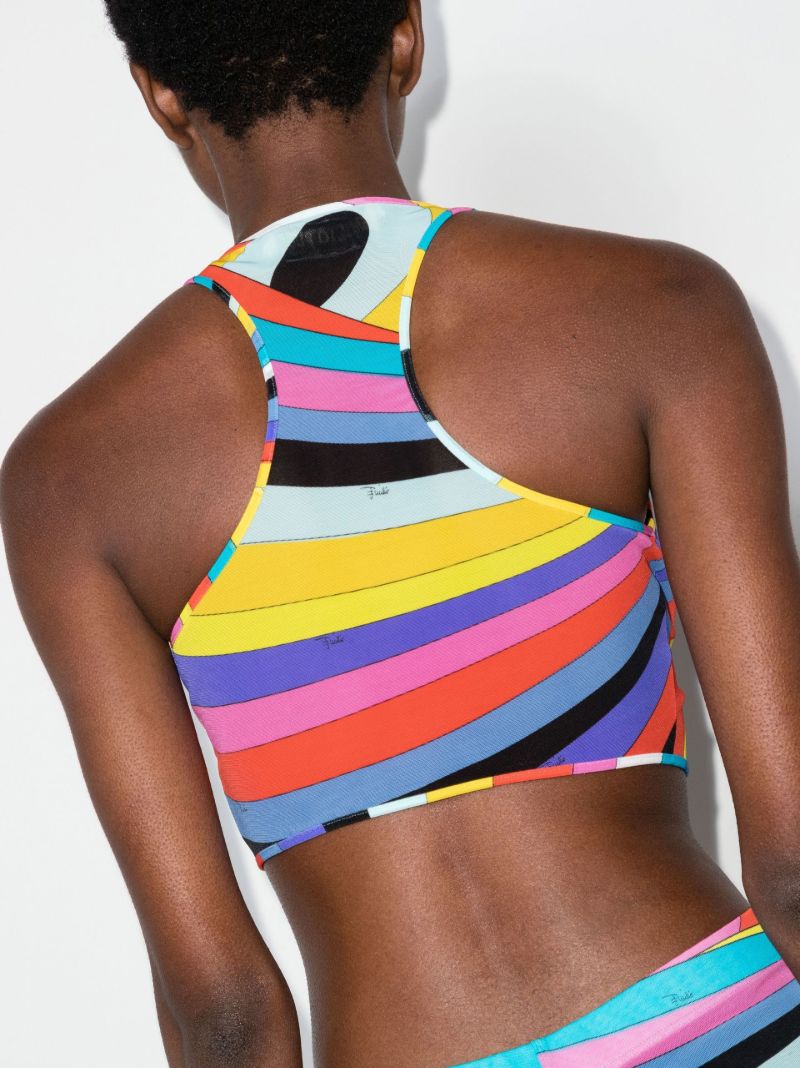 Yellow Printed Racerback Crop Top
