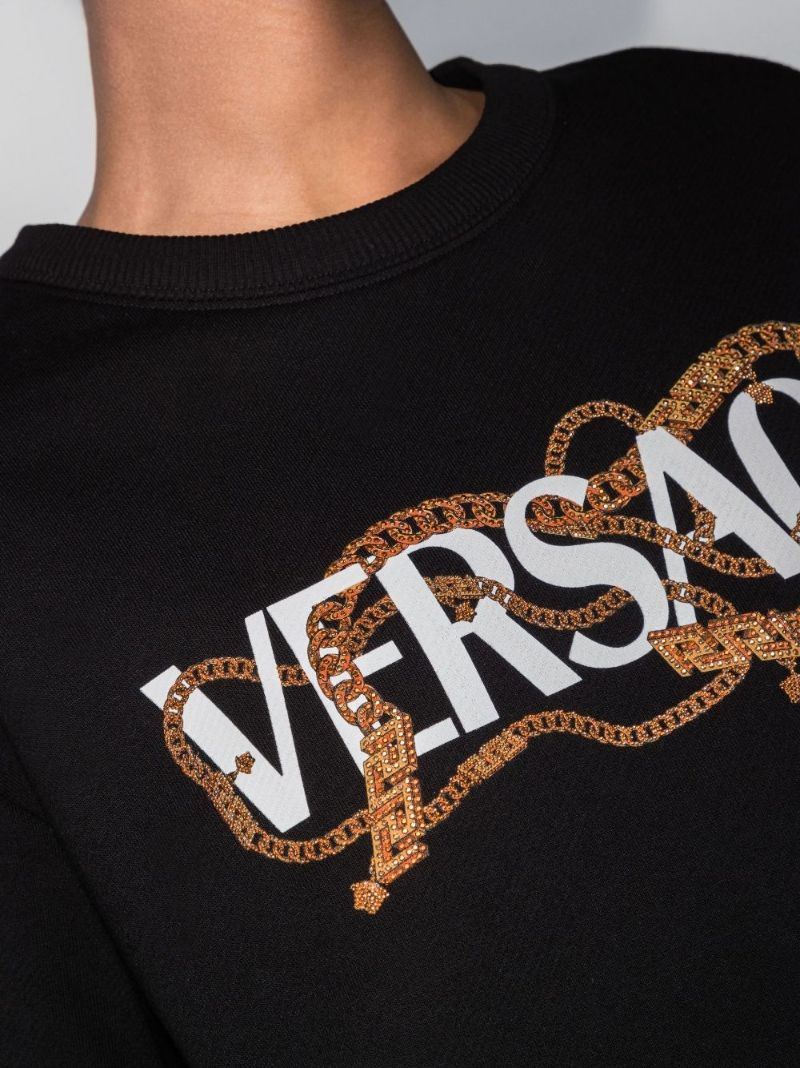 Logo Print Cropped Cotton Sweatshirt