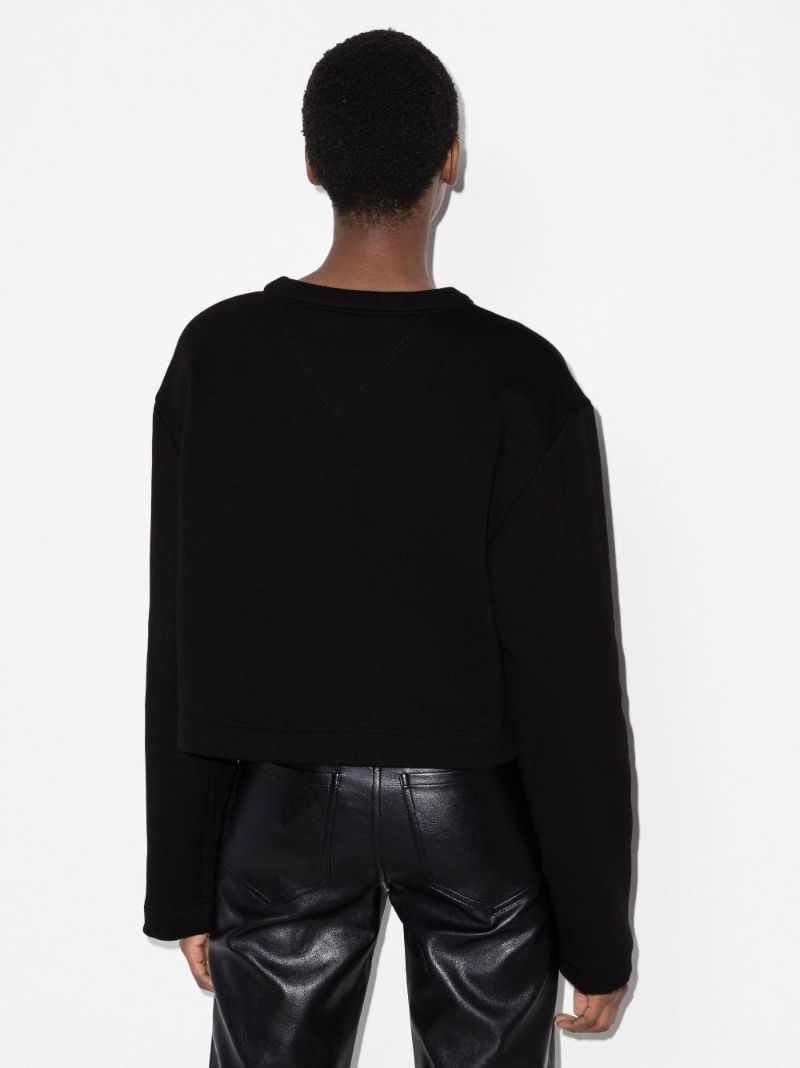 Logo Print Cropped Cotton Sweatshirt