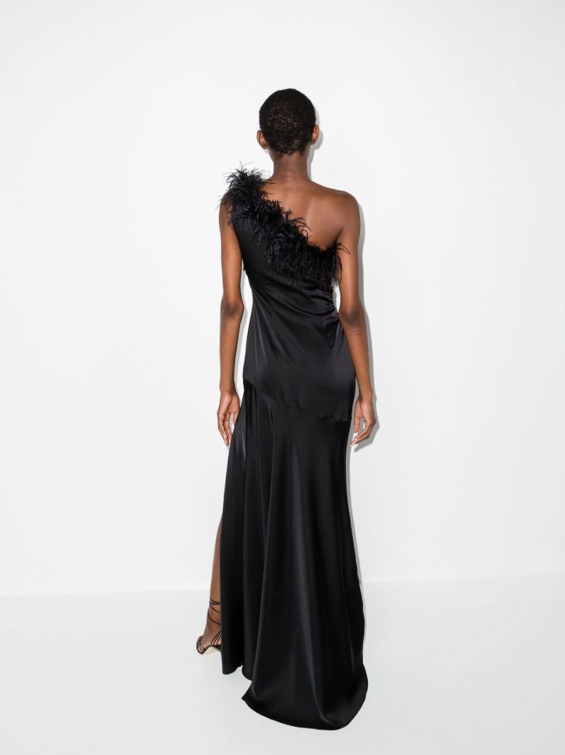 Black Finca Feather Trim Gown