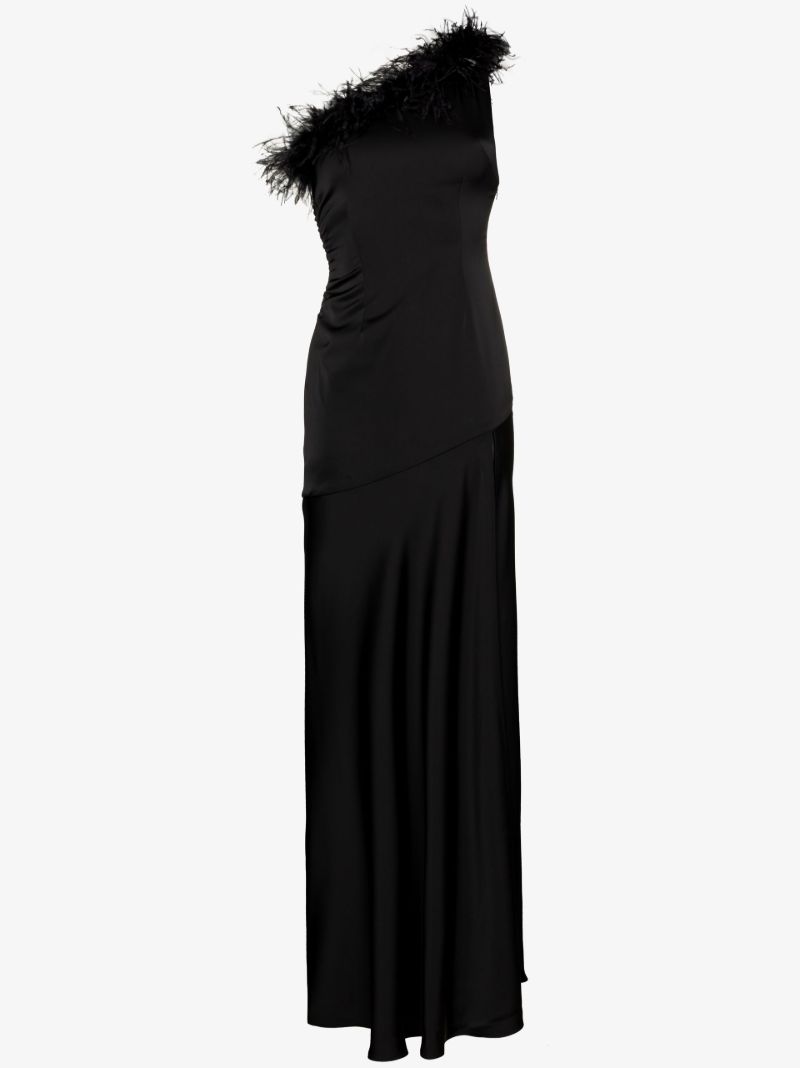 Black Finca Feather Trim Gown