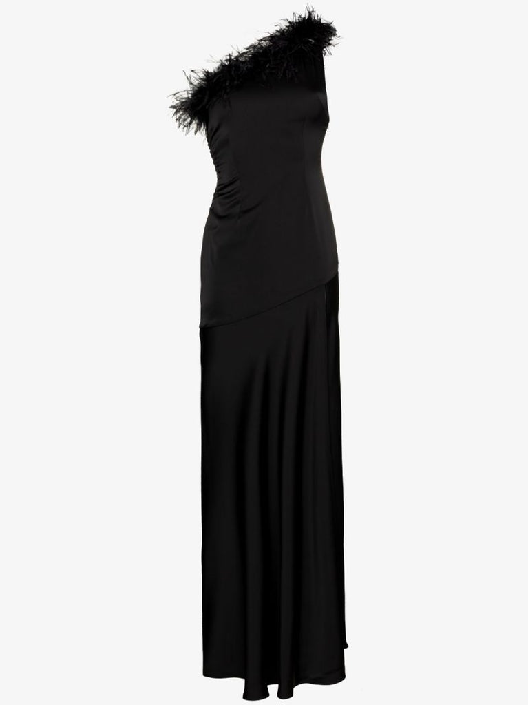 Black Finca Feather Trim Gown