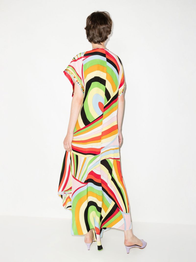 Multicolour Printed Silk Maxi Kaftan Dress