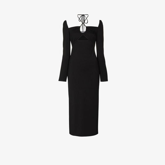 Alexei Crossover Halterneck Midi Dress