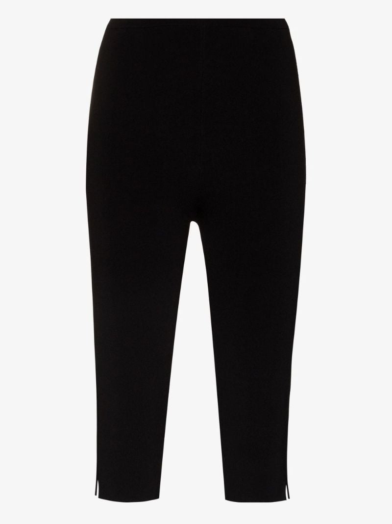 Black Compact Knit Cropped Leggings