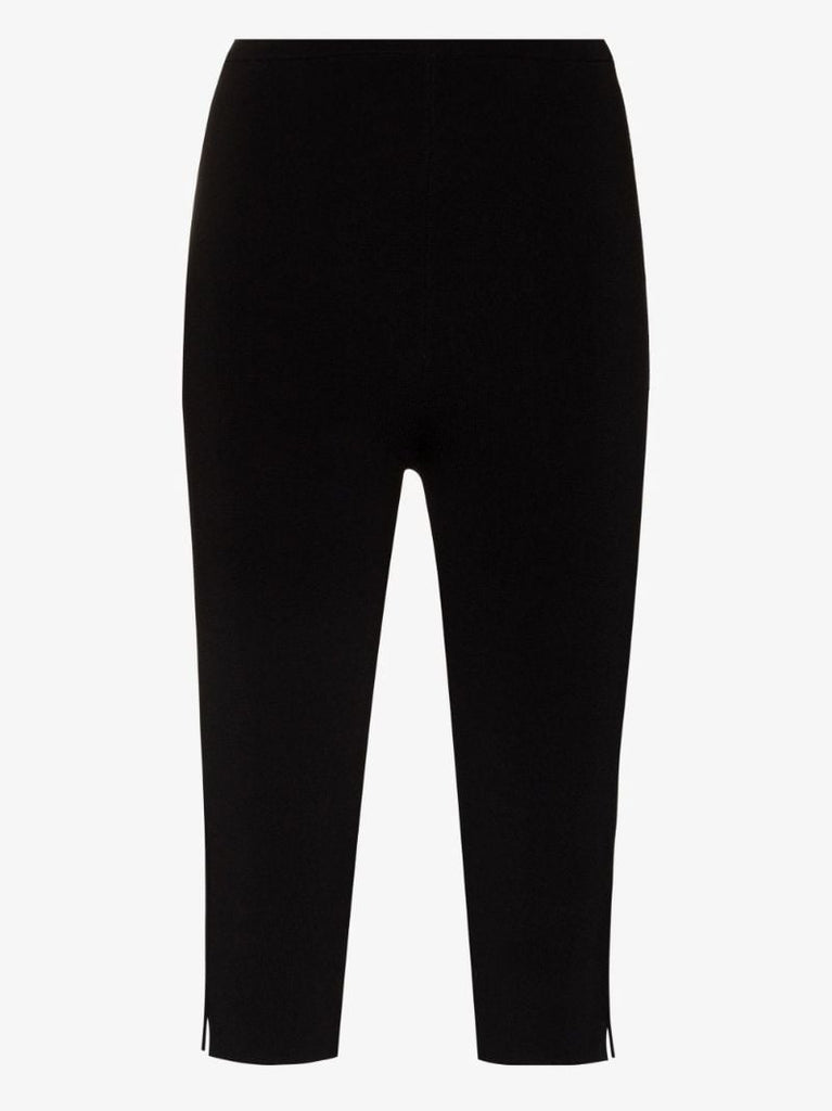 Black Compact Knit Cropped Leggings