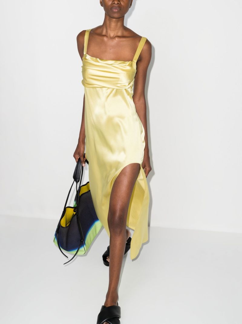 Yellow La Noche Silk Midi Dress