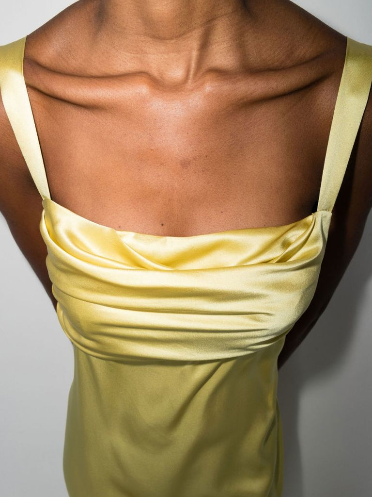 Yellow La Noche Silk Midi Dress