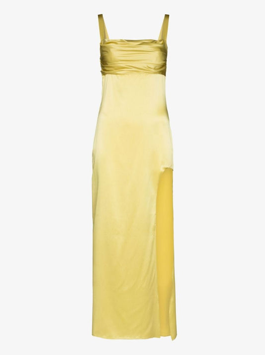 Yellow La Noche Silk Midi Dress