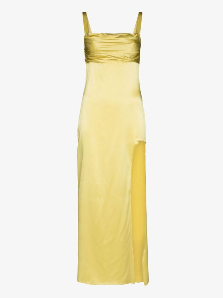 Yellow La Noche Silk Midi Dress