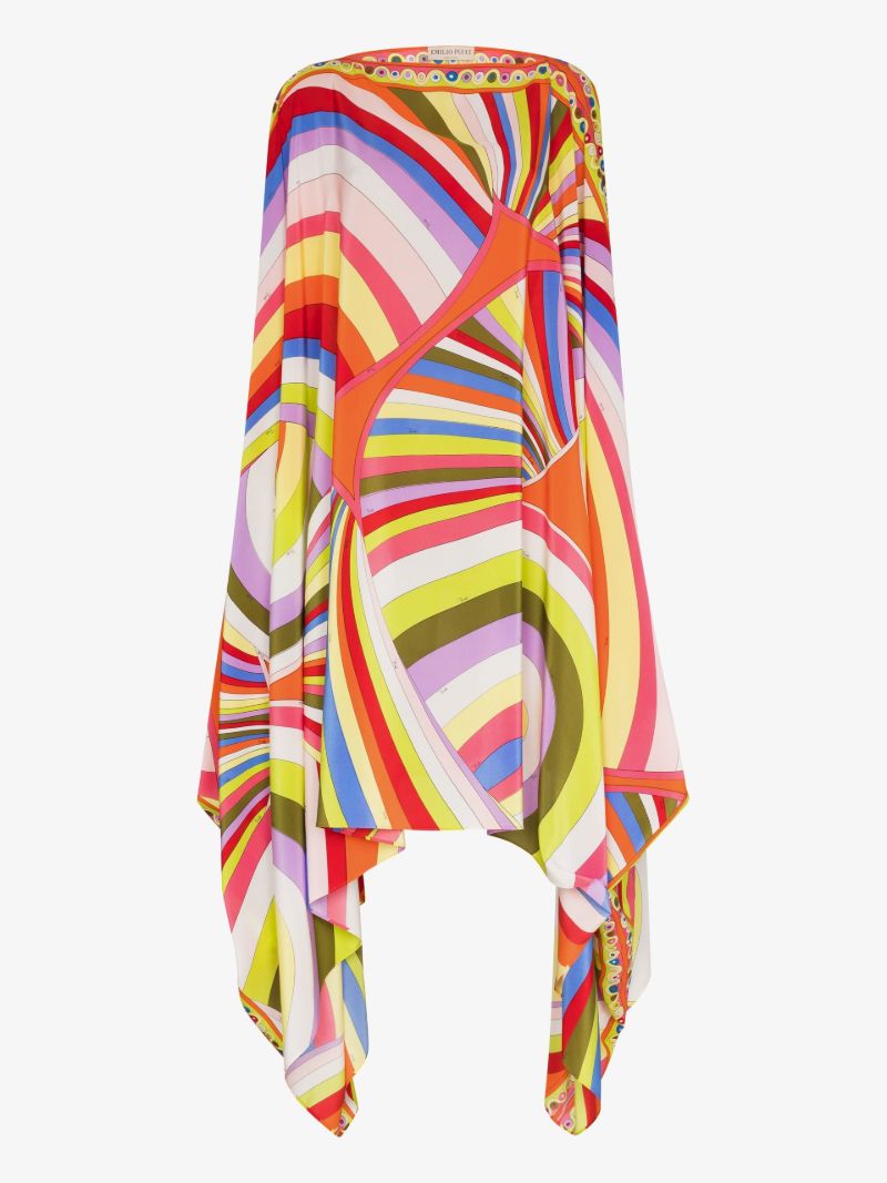 Multicolour Printed Silk Kaftan Dress