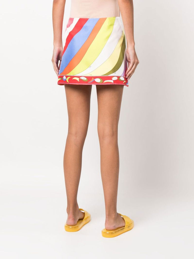Red Pesci Print A-line Mini Skirt
