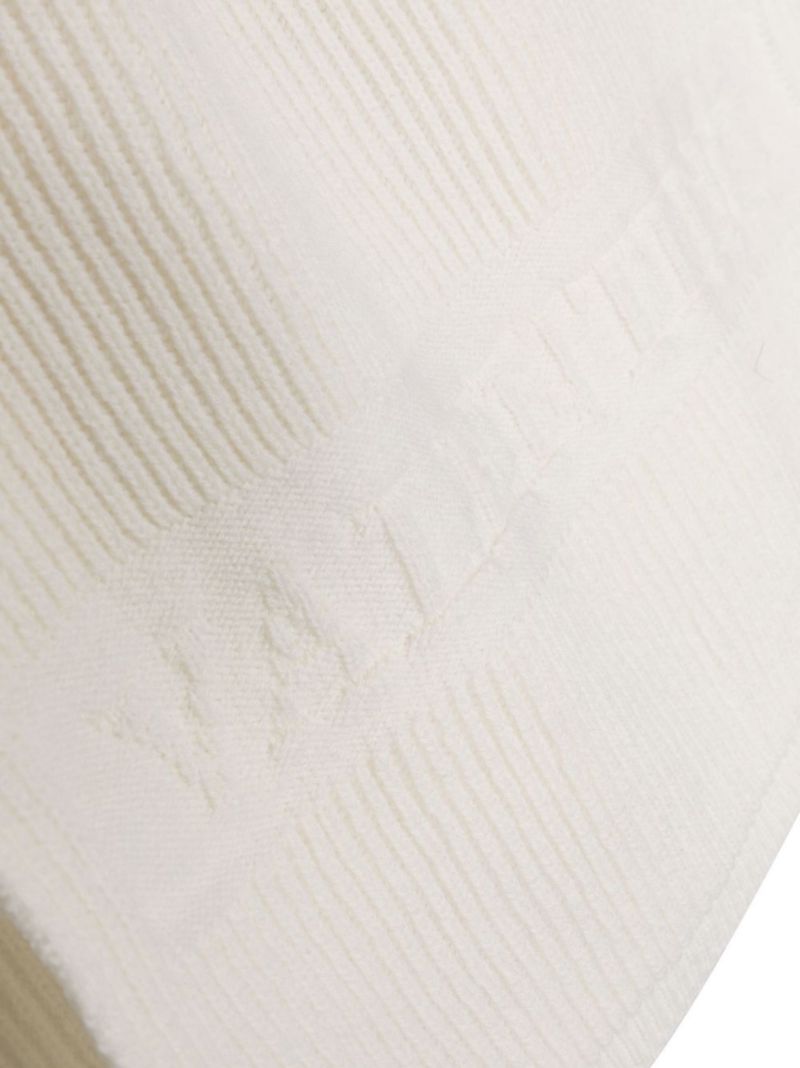 White Vlogo Signature Ribbed Knit Scarf