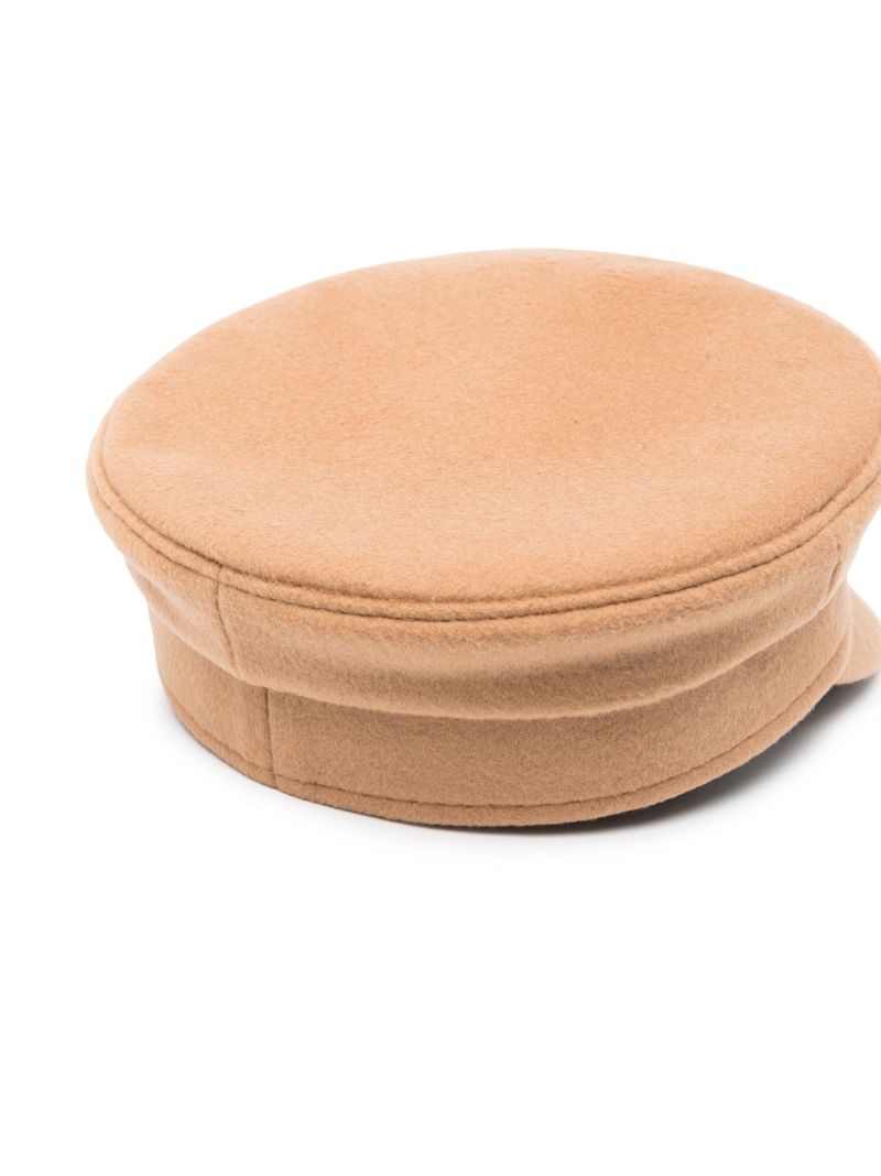 Beige Safety Pin Wool Baker Boy Cap