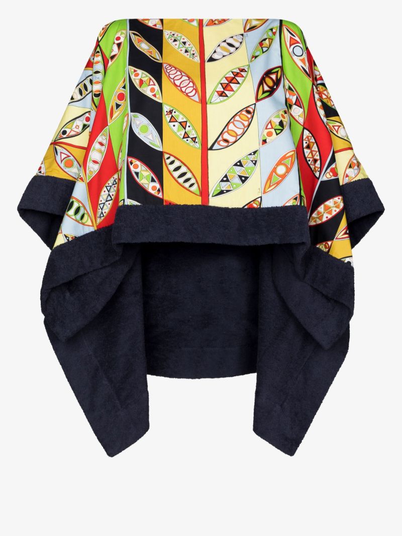 Multicolour Girandole Print Cotton Poncho