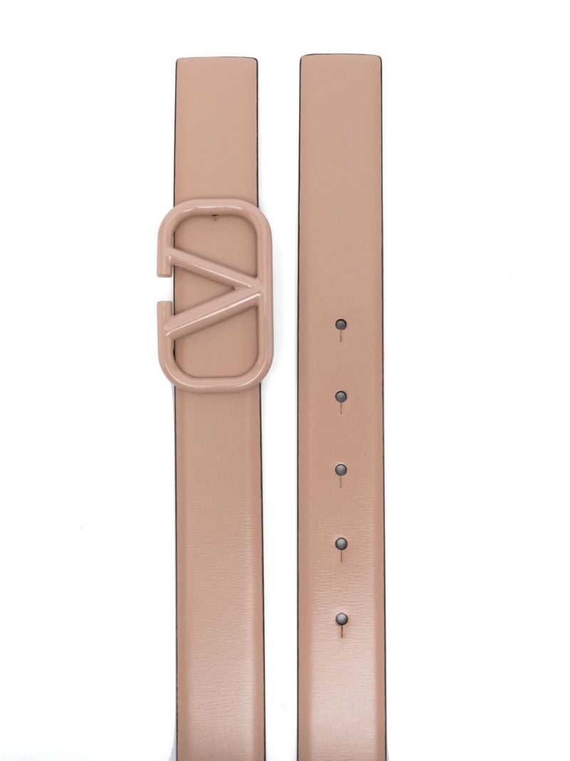 Pink Vlogo Tonal Leather Belt