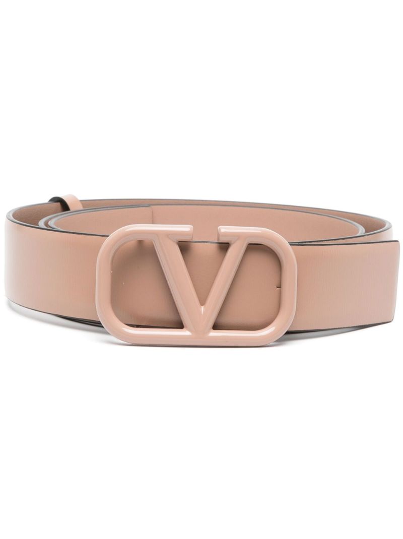 Pink Vlogo Tonal Leather Belt