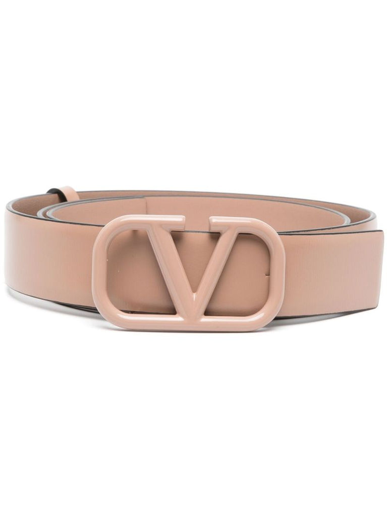 Pink Vlogo Tonal Leather Belt