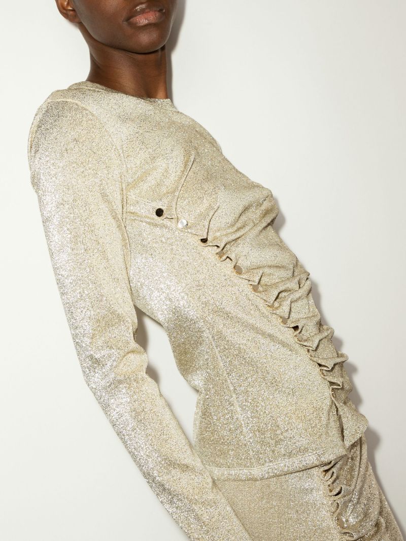Gold Metallic Asymmetric Draped T-shirt