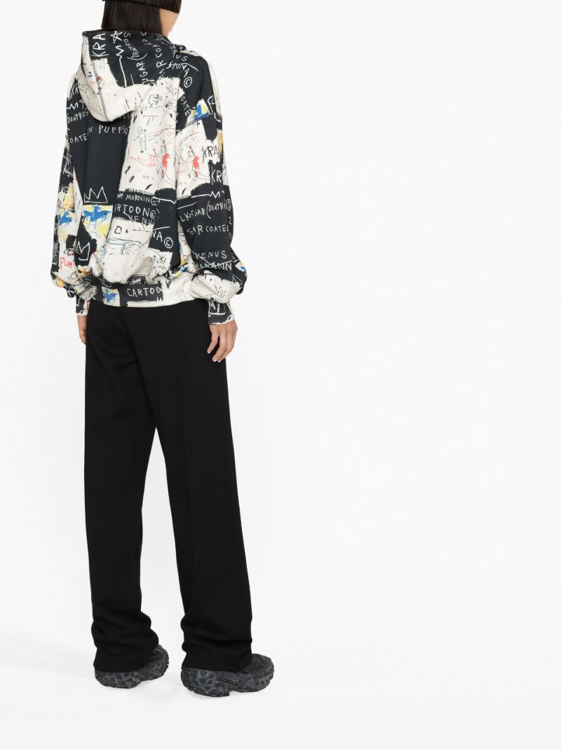 White Basquiat Edition Printed Hoodie