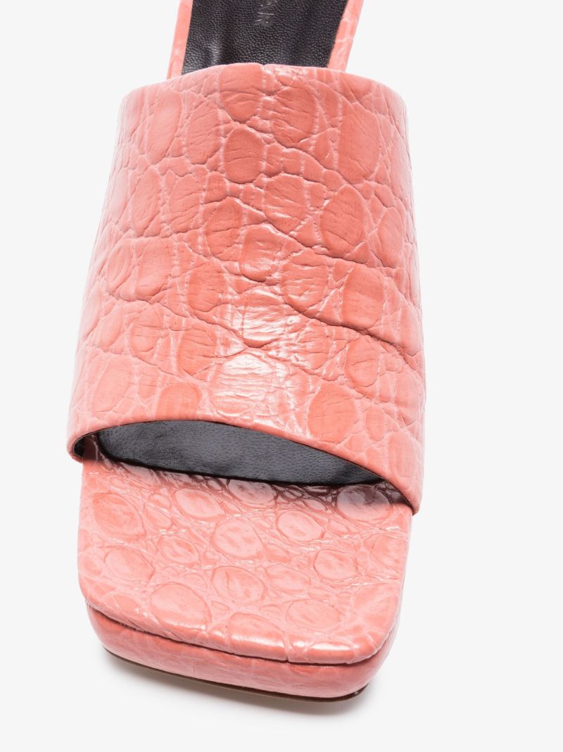 Pink Beliz 90 Mock Croc Leather Sandals