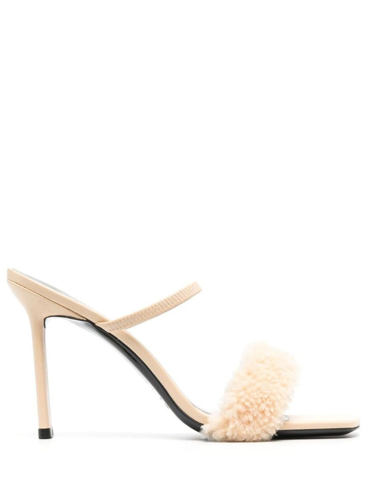 Pink Ada 100 Shearling Trim Leather Sandals