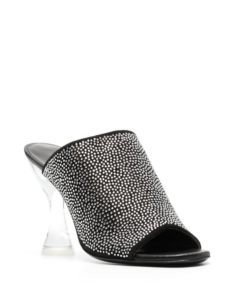 Black Luz 100 Crystal Suede Mules