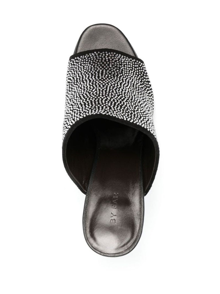 Black Luz 100 Crystal Suede Mules