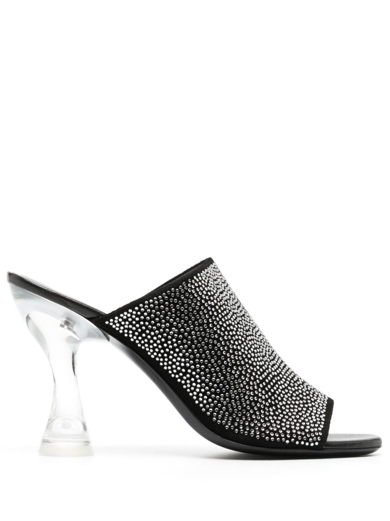 Black Luz 100 Crystal Suede Mules