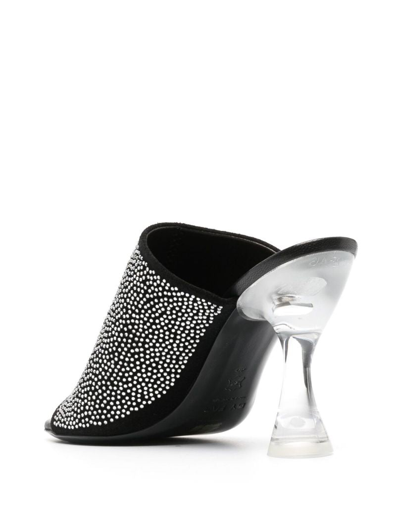Black Luz 100 Crystal Suede Mules