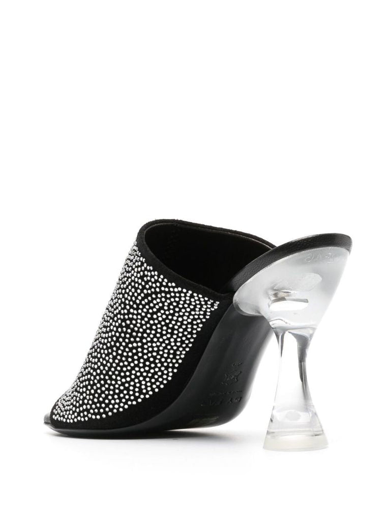 Black Luz 100 Crystal Suede Mules