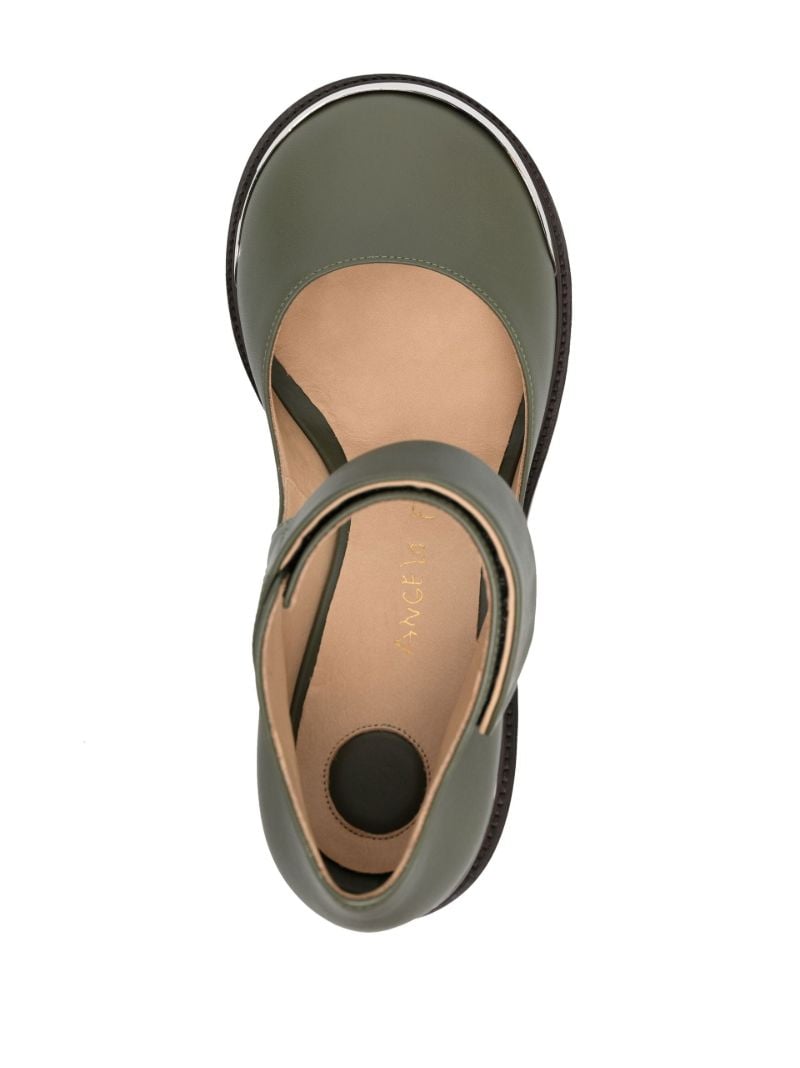 Green 120 Leather Platform Pumps