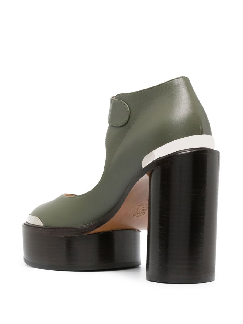 Green 120 Leather Platform Pumps