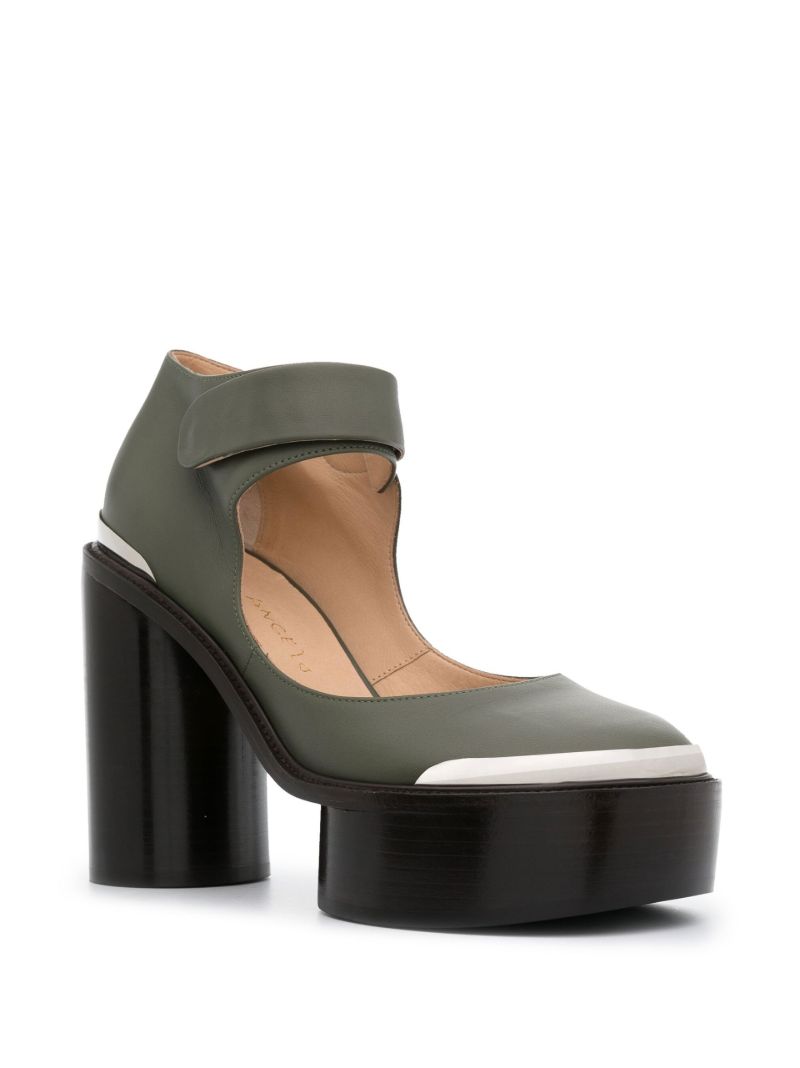 Green 120 Leather Platform Pumps