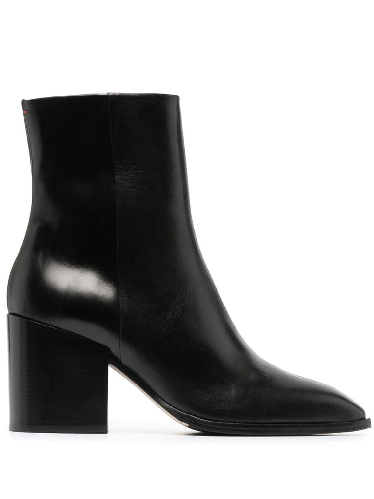 Black Leandra 75 Leather Ankle Boots