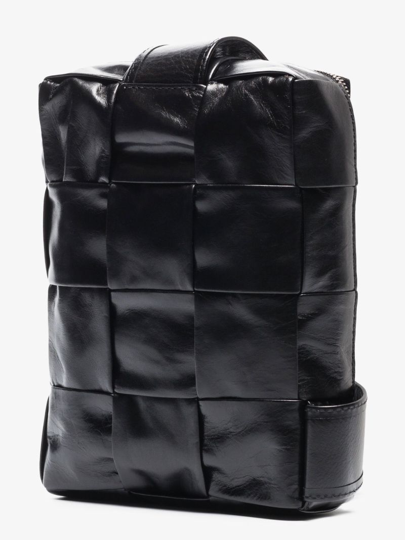 Black Cassette Mini Intreccio Leather Crossbody Bag