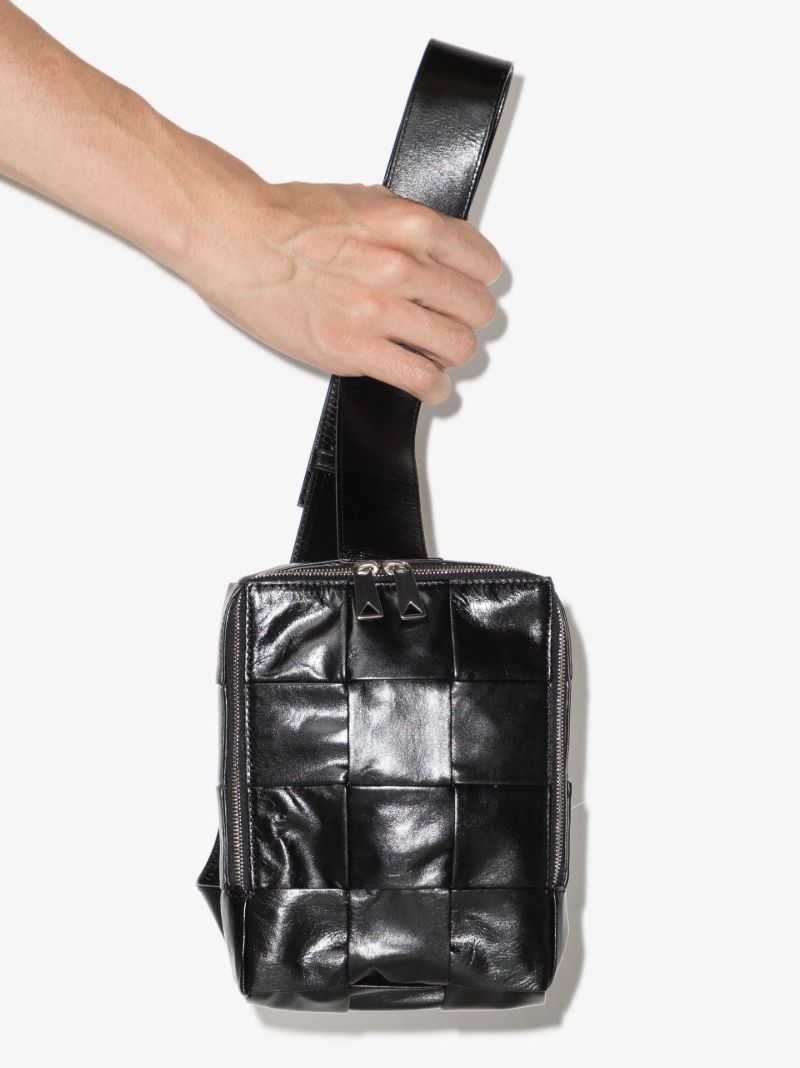 Black Cassette Mini Intreccio Leather Crossbody Bag