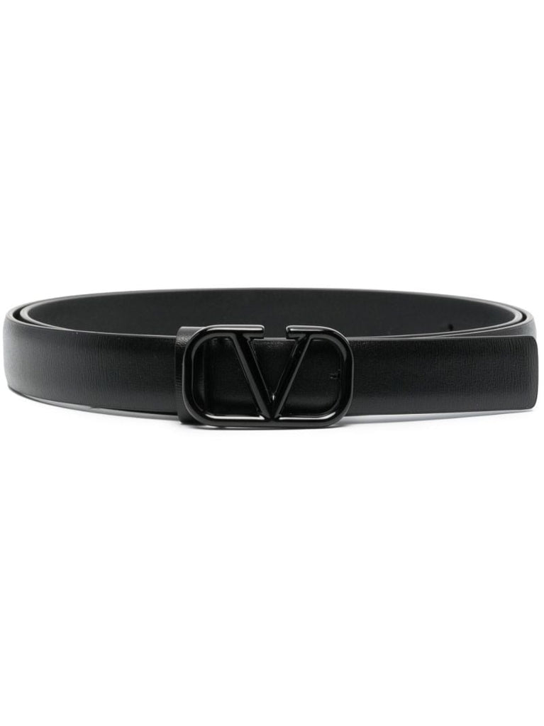 Black Vlogo Signature Leather Belt