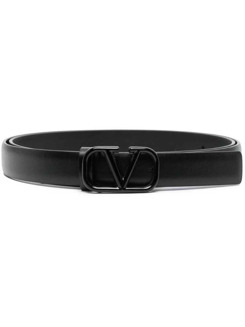 Black Vlogo Signature Leather Belt