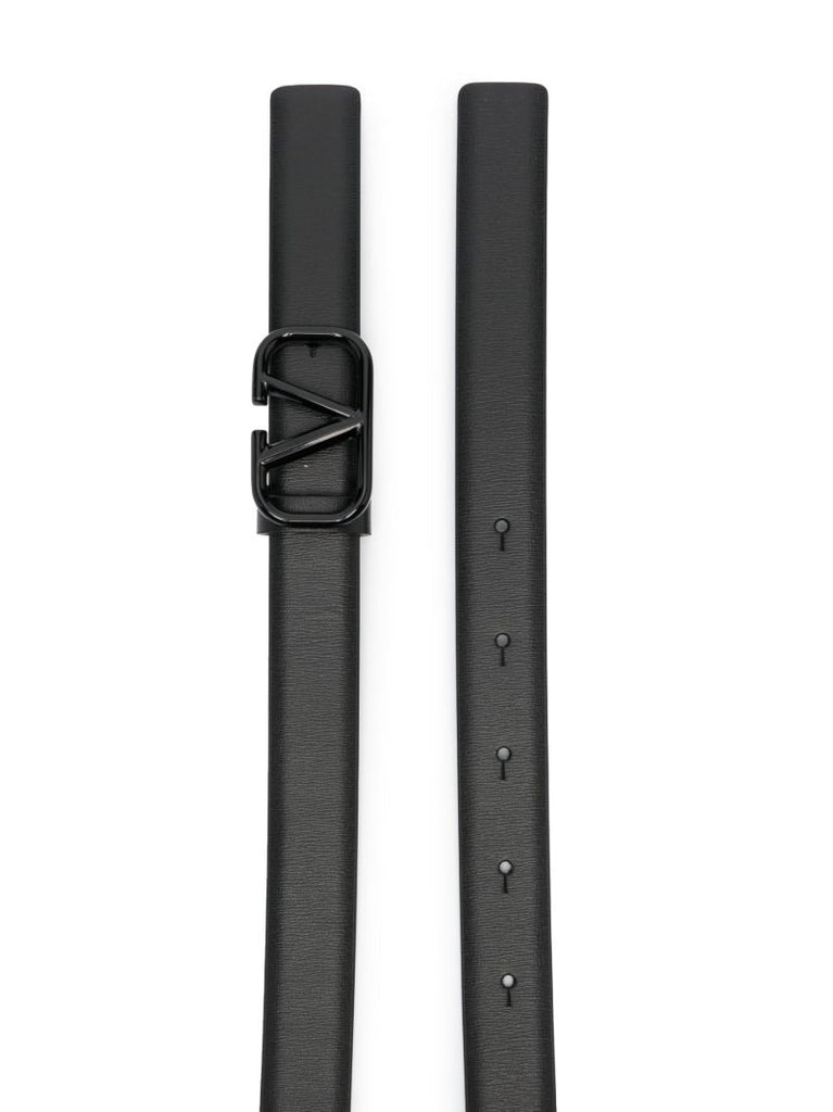 Black Vlogo Signature Leather Belt