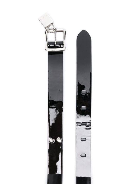 Black Padlock-detailed Leather Belt