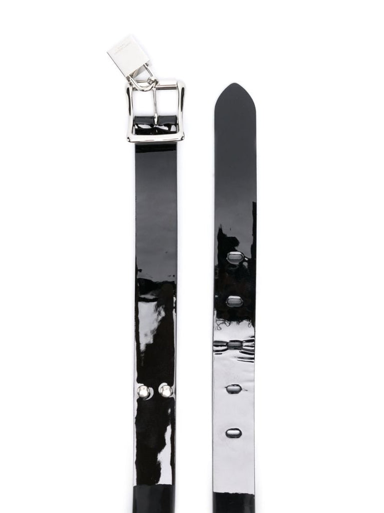 Black Padlock-detailed Leather Belt