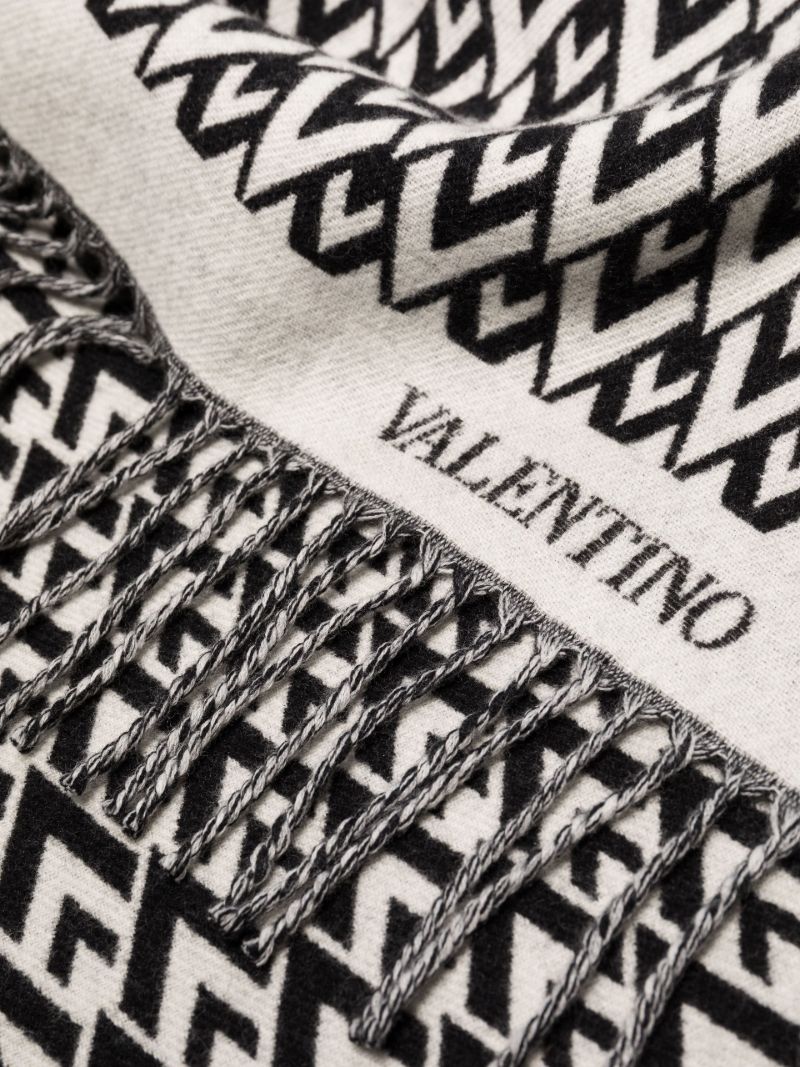 Black Vrhombus Virgin Wool Jacquard Scarf