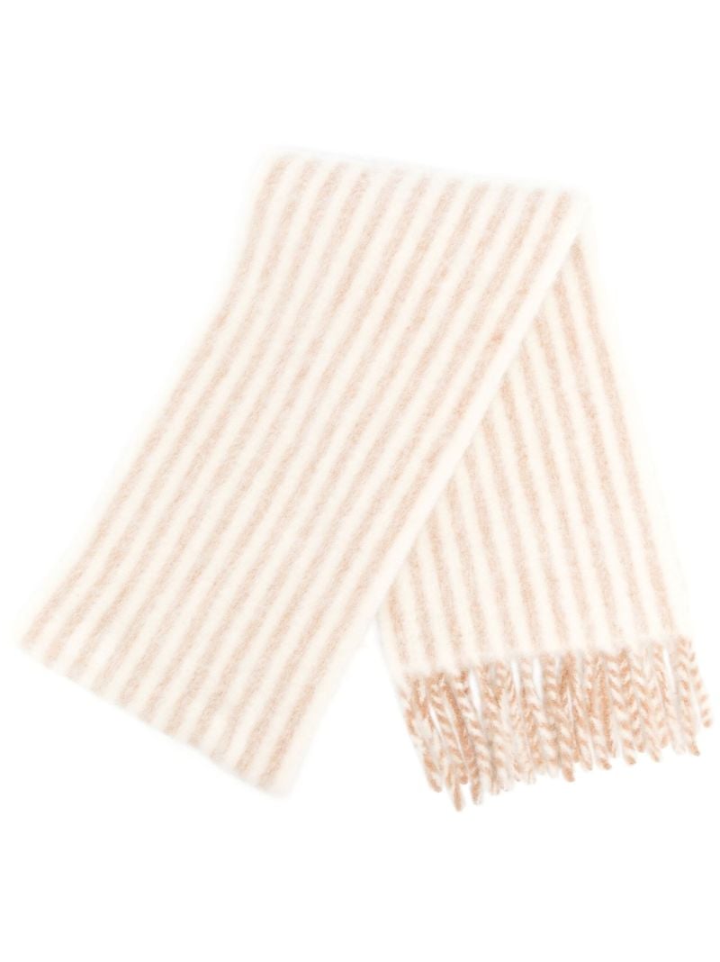 Neutral Wool Stripe Scarf
