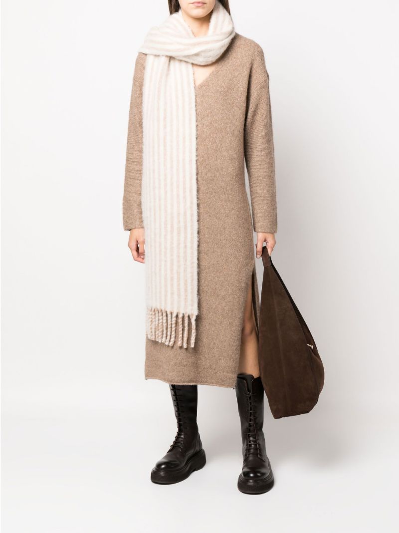 Neutral Wool Stripe Scarf